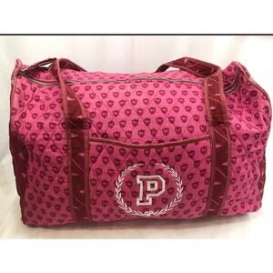 Victoria's Secret Pink Vintage Monogram Dog Quilted Duffle Bag Large Duffel